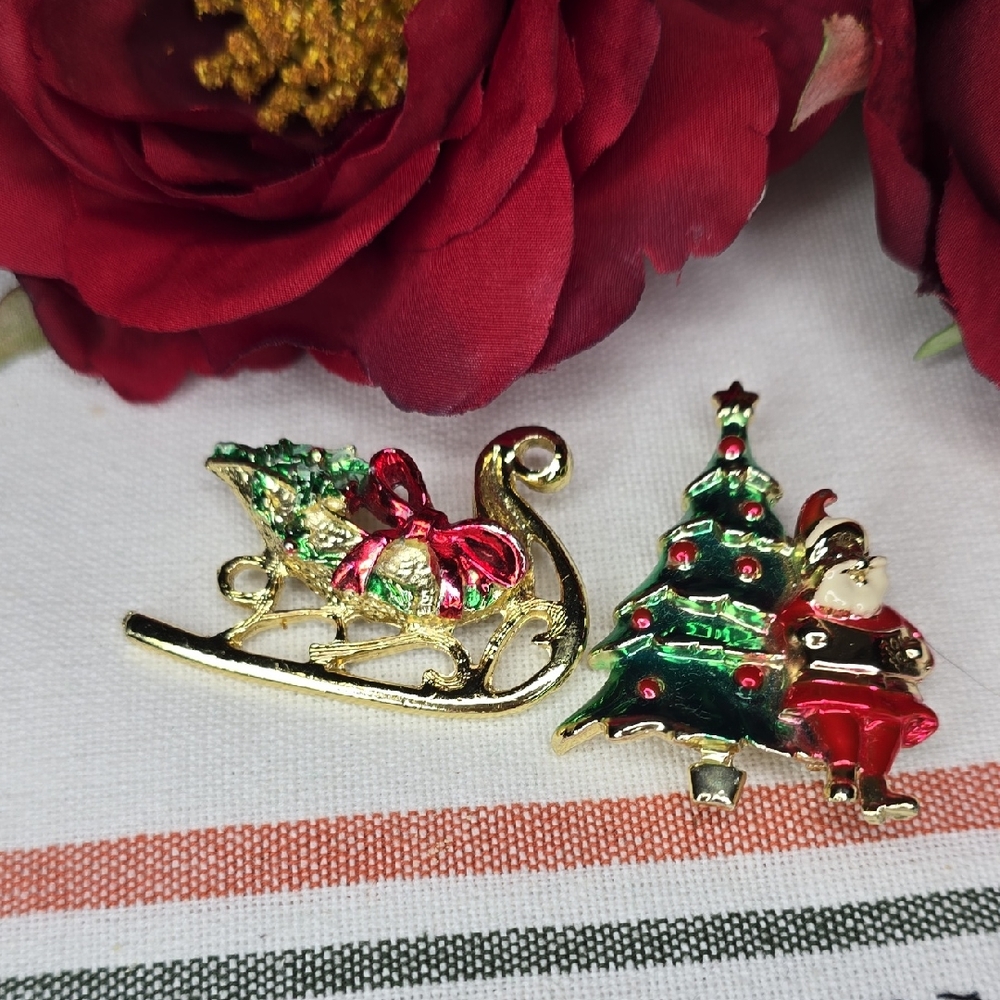 Festive Christmas Brooch Set